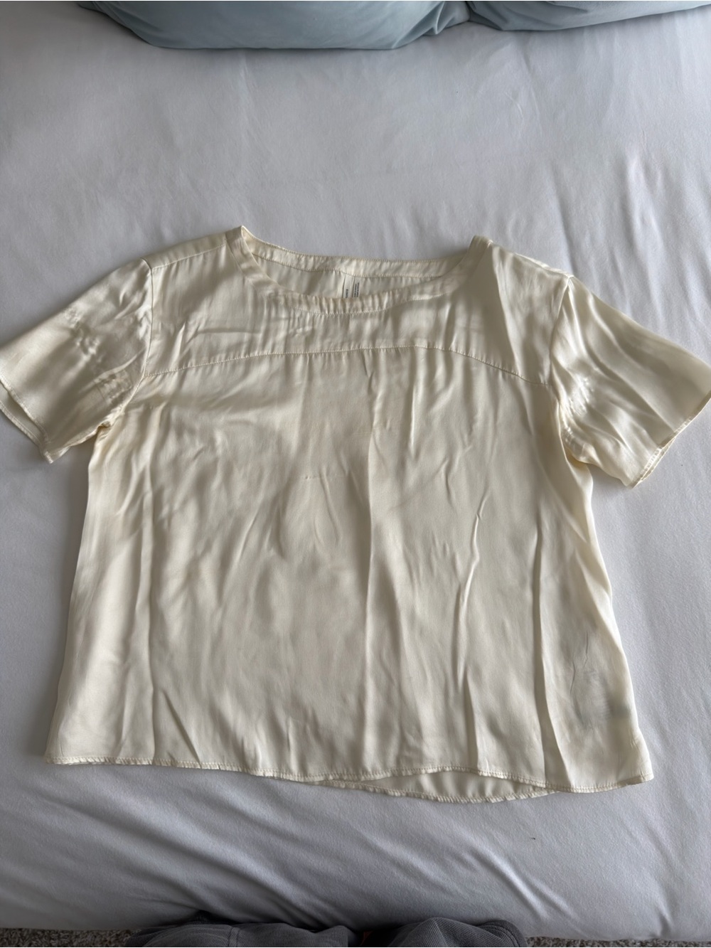 Anthropologie Silk Short Sleeve Blouse Cream Size Small